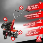 Motobineuse thermique 139CC – 6 fraises – Elem Garden – Image 2