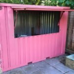 Container bar pliable 4 × 2 mètres – Rose RAL 3014