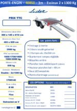 Remorque porte-engins Lider 40850 PTAC 2500 kg – Double essieu freinée – Image 2